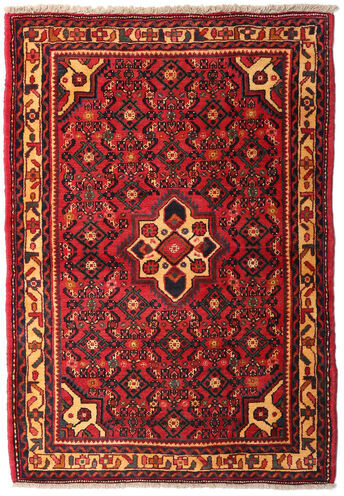 Håndknyttet. Opphav: Persia / Iran Håndknyttet Teppe Hamadan 102X146 Mørk Rød/Svart (Ull, Persia/Iran)