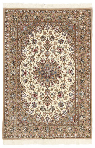 Håndknyttet. Opphav: Persia / Iran Ekte Teppe Isfahan Silkerenning 110X164 Beige/Brun (Ull/Silke, Persia/Iran)
