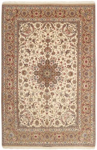 Håndknyttet. Opphav: Persia / Iran 207X314 Orientalsk Isfahan Silkerenning Teppe Brun/Beige (Ull/Silke, Persia/Iran)