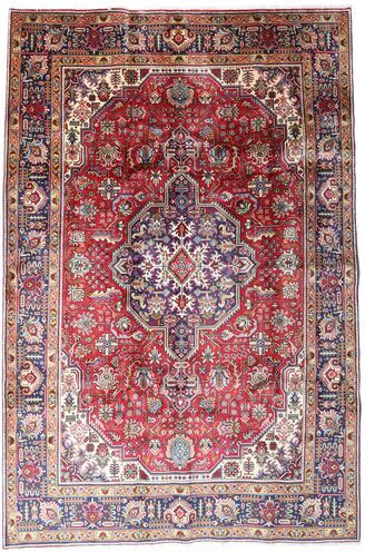 Håndknyttet. Opphav: Persia / Iran Orientalsk Tabriz Teppe 200X298 Brun/Mørk Rød (Ull, Persia/Iran)