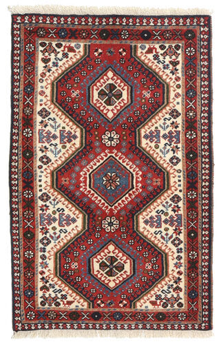 Håndknyttet. Opphav: Persia / Iran 65X106 Orientalsk Yalameh Teppe Mørk Brun/Mørk Rød (Ull, Persia/Iran)