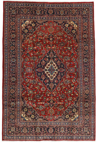 Håndknyttet. Opphav: Persia / Iran Mashad Teppe 200X292 Mørk Rød/Svart (Ull, Persia/Iran)