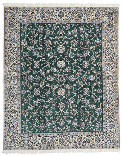Håndknyttet. Opphav: Persia / Iran 200X245 Orientalsk Nain 9La Teppe Lys Grå/Mørk Grønn (Ull/Silke, Persia/Iran)