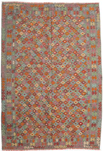 Håndknyttet. Opphav: Afghanistan Orientalsk Kelim Afghan Old Style Teppe 208X299 Mørk Rød/Rosa (Ull, Afghanistan)