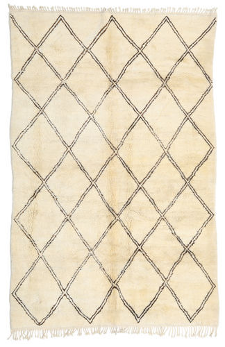 Håndknyttet. Opphav: Morocco Flossteppe Håndknyttet Teppe Berber Moroccan - Beni Ourain 216X333 Beige/Gul (Ull, Marokko)