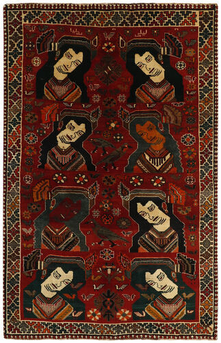 Håndknyttet. Opphav: Persia / Iran 150X230 Ghashghai Teppe Ekte Orientalsk Håndknyttet Mørk Rød/Mørk Brun (Ull, Persia/Iran)
