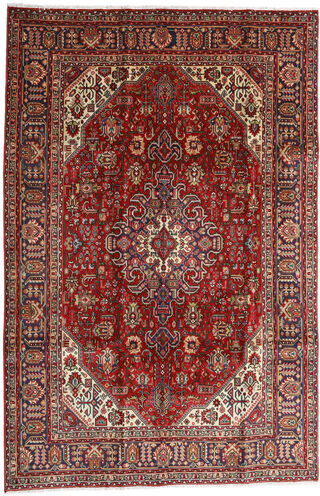 Håndknyttet. Opphav: Persia / Iran Tabriz Teppe 196X295 Mørk Rød/Lysbrun (Ull, Persia/Iran)