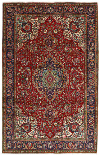 Håndknyttet. Opphav: Persia / Iran 200X316 Orientalsk Tabriz Teppe Mørk Rød/Mørk Brun (Ull, Persia/Iran)