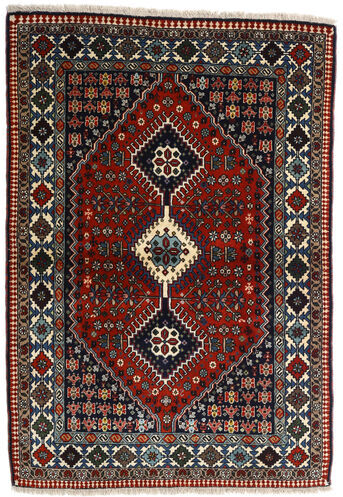 Håndknyttet. Opphav: Persia / Iran Yalameh Teppe 109X155 Ekte Orientalsk Håndknyttet Mørk Rød/Mørk Grå (Ull, Persia/Iran)