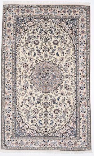 Håndknyttet. Opphav: Persia / Iran Nain 9La Teppe 156X254 Lys Grå/Hvit/Creme (Ull/Silke, Persia/Iran)