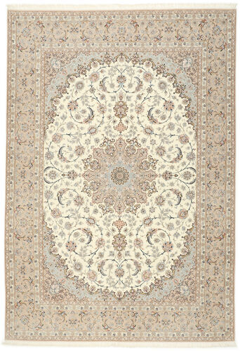 Håndknyttet. Opphav: Persia / Iran Persisk Isfahan Silkerenning Teppe 255X366 Beige/Lys Grå Stort (Ull/Silke, Persia/Iran)