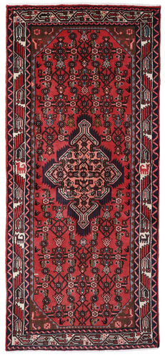 Håndknyttet. Opphav: Persia / Iran Persisk Hamadan Teppe 82X186 Teppeløpere Svart/Mørk Rød (Ull, Persia/Iran)