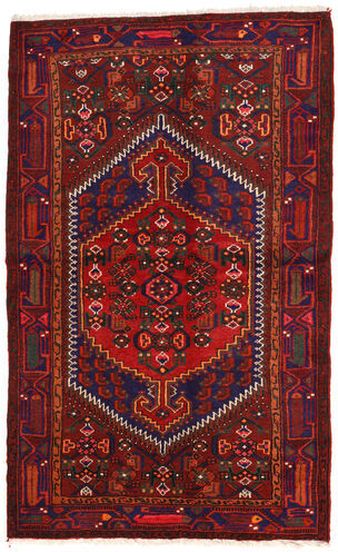 Håndknyttet. Opphav: Persia / Iran Ekte Teppe Zanjan 131X213 Mørk Rød/Svart/Rust (Ull, Persia/Iran)