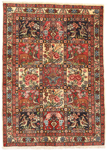 Håndknyttet. Opphav: Persia / Iran 105X145 Bakhtiar Collectible Teppe Ekte Orientalsk Håndknyttet Mørk Brun/Mørk Rød (Ull, Persia/Iran)