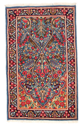 Håndknyttet. Opphav: Persia / Iran Ekte Teppe Kerman 91X150 Mørk Rød/Mørk Lilla (Ull, Persia/Iran)