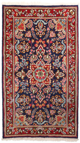 Håndknyttet. Opphav: Persia / Iran Kerman Teppe 89X161 Ekte Orientalsk Håndknyttet Mørk Rød/Mørk Blå (Ull, Persia/Iran)