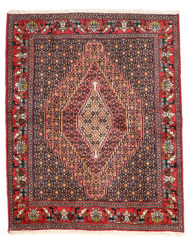 Håndknyttet. Opphav: Persia / Iran Senneh Teppe 125X155 Ekte Orientalsk Håndknyttet Mørk Brun/Mørk Rød (Ull, Persia/Iran)