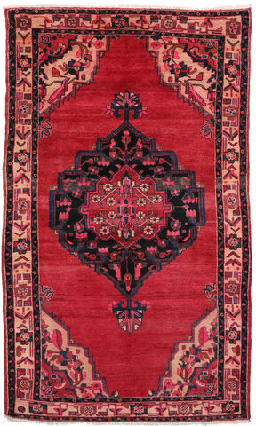 Håndknyttet. Opphav: Persia / Iran 150X260 Orientalsk Hamadan Teppe Rød/Svart (Ull, Persia/Iran)