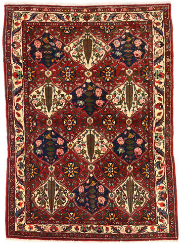 Håndknyttet. Opphav: Persia / Iran 106X149 Orientalsk Bakhtiar Collectible Teppe Mørk Rød/Svart (Ull, Persia/Iran)