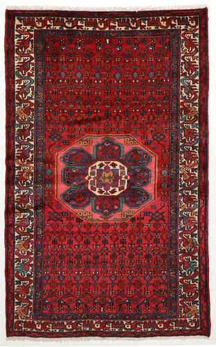 Håndknyttet. Opphav: Persia / Iran 130X208 Orientalsk Hamadan Teppe Mørk Rød/Svart (Ull, Persia/Iran)