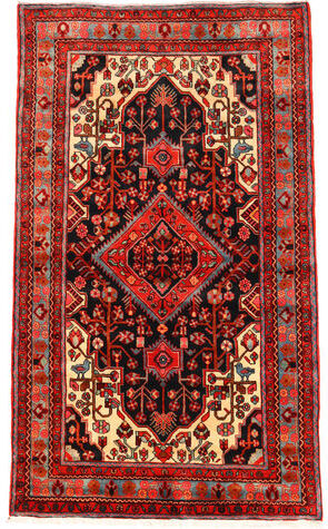 Håndknyttet. Opphav: Persia / Iran Orientalsk Nahavand Old Teppe 140X244 Mørk Rød/Rust (Ull, Persia/Iran)