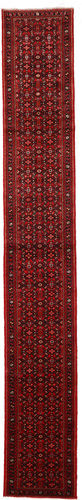Håndknyttet. Opphav: Persia / Iran Håndknyttet Teppe Hosseinabad 74X390 Teppeløpere Mørk Rød/Mørk Brun (Ull, Persia/Iran)