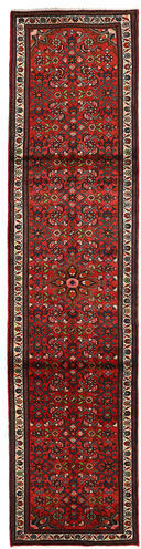 Håndknyttet. Opphav: Persia / Iran Orientalsk Hosseinabad Teppe 80X330 Teppeløpere Mørk Rød/Mørk Brun (Ull, Persia/Iran)