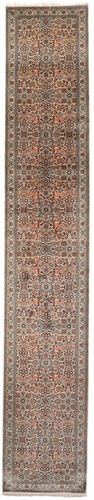Håndknyttet. Opphav: India Kashmir Ren Silke Teppe 79X462 Ekte Orientalsk Håndknyttet Teppeløpere Mørk Brun/Brun (Silke, India)