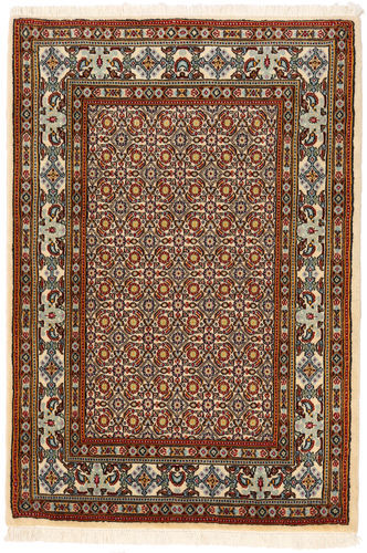 Håndknyttet. Opphav: Persia / Iran Orientalsk Moud Teppe 83X120 Mørk Brun/Lysbrun (Ull/Silke, Persia/Iran)