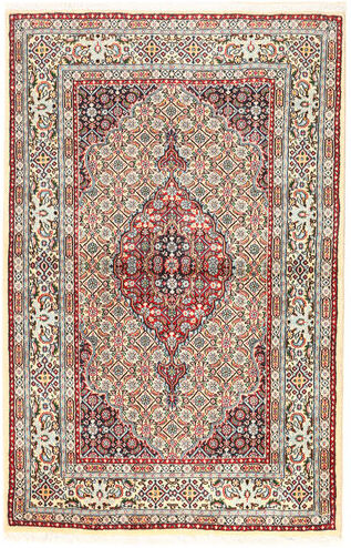 Håndknyttet. Opphav: Persia / Iran Persisk Moud Teppe 96X194 Brun/Mørk Beige (Ull/Silke, Persia/Iran)