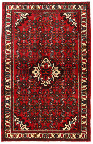 Håndknyttet. Opphav: Persia / Iran 100X156 Orientalsk Hosseinabad Teppe Mørk Rød/Rust (Ull, Persia/Iran)