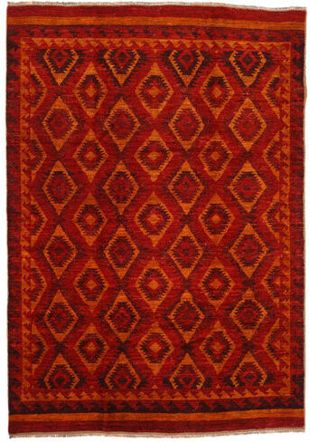 Håndknyttet. Opphav: Afghanistan 200X285 Moroccan Berber - Afghanistan Teppe Ekte Moderne Håndknyttet Mørk Rød/Rust (Ull, Afghanistan)