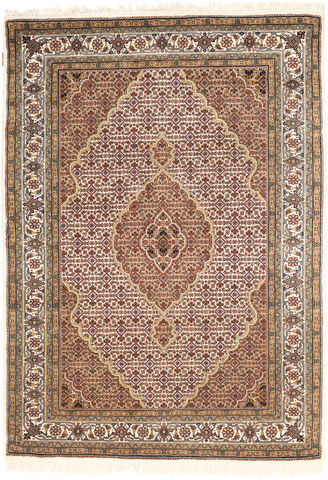 Håndknyttet. Opphav: India 144X200 Tabriz Royal Teppe Ekte Orientalsk Håndknyttet Brun/Mørk Rød ( India)