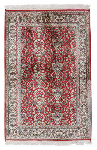 Håndknyttet. Opphav: India Orientalsk Kashmir Ren Silke Teppe 80X122 Lys Grå/Hvit/Creme (Silke, India)
