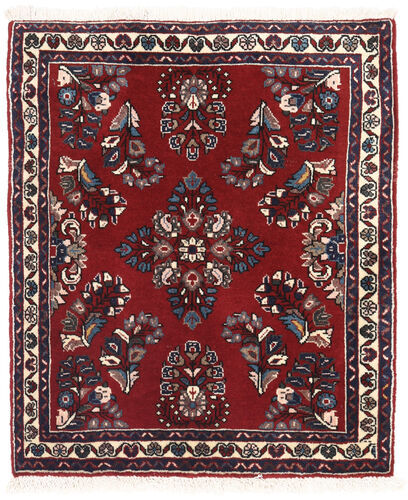 Håndknyttet. Opphav: Persia / Iran 60X74 Orientalsk Sarough Teppe Mørk Rød/Svart (Ull, Persia/Iran)