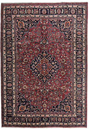 Håndknyttet. Opphav: Persia / Iran Orientalsk Mashad Teppe 205X292 Svart/Mørk Brun (Ull, Persia/Iran)