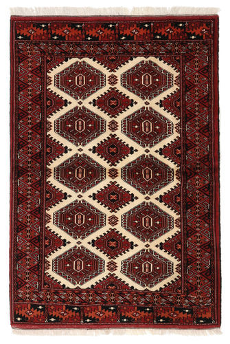 Håndknyttet. Opphav: Persia / Iran 104X148 Orientalsk Turkaman Teppe Mørk Rød/Mørk Brun (Ull, Persia/Iran)
