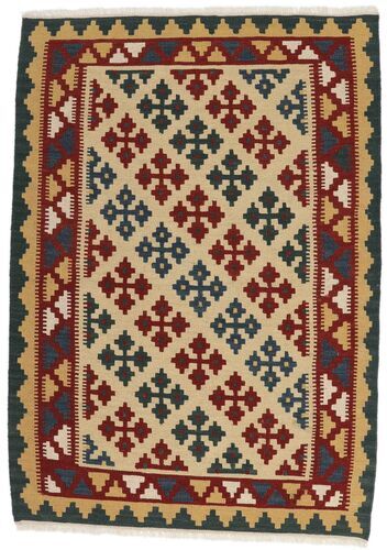 Håndknyttet. Opphav: Persia / Iran Kelim Teppe 102X150 Ekte Orientalsk Håndvevd Mørk Brun/Mørk Beige/Mørk Rød (Ull, Persia/Iran)