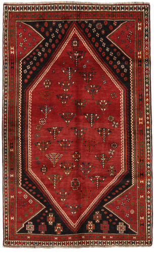 Håndknyttet. Opphav: Persia / Iran Håndknyttet Teppe Ghashghai 155X250 Mørk Brun/Rust/Mørk Rød (Ull, Persia/Iran)