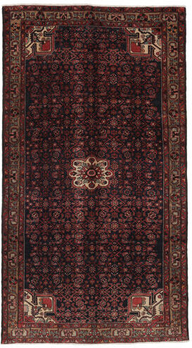 Håndknyttet. Opphav: Persia / Iran 159X288 Orientalsk Hosseinabad Teppe Teppeløpere Svart/Mørk Brun (Ull, Persia/Iran)