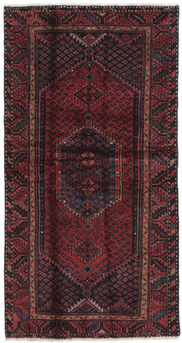 Håndknyttet. Opphav: Persia / Iran Hamadan Teppe 104X197 Ekte Orientalsk Håndknyttet Svart/Mørk Brun (Ull, Persia/Iran)