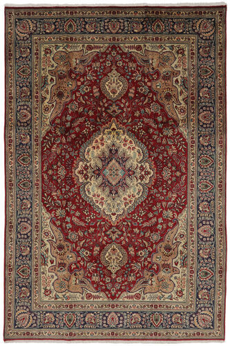 Håndknyttet. Opphav: Persia / Iran Orientalsk Tabriz Teppe 206X304 Mørk Brun/Svart (Ull, Persia/Iran)