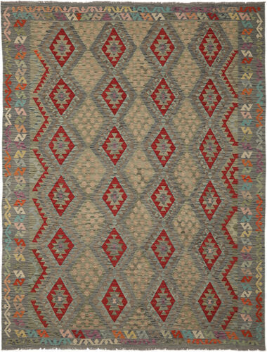 Håndknyttet. Opphav: Afghanistan Kelim Afghan Old Style Teppe 265X344 Mørk Brun/Mørk Grønn Stort (Ull, Afghanistan)
