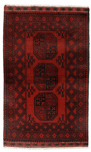 Håndknyttet. Opphav: Afghanistan 90X142 Afghan Teppe Ekte Orientalsk Håndknyttet Svart/Mørk Rød (Ull, Afghanistan)