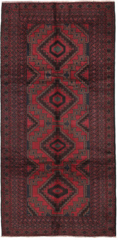 Håndknyttet. Opphav: Afghanistan Beluch Teppe 145X300 Ekte Orientalsk Håndknyttet Teppeløpere Svart/Beige (Ull, Afghanistan)