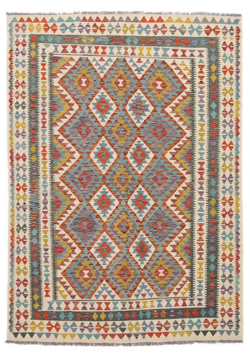 Håndknyttet. Opphav: Afghanistan 172X238 Orientalsk Kelim Afghan Old Style Teppe Mørk Grå/Mørk Brun (Ull, Afghanistan)