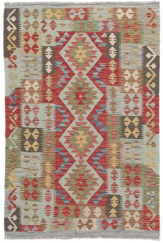 Håndknyttet. Opphav: Afghanistan 105X157 Kelim Afghan Old Style Teppe Ekte Orientalsk Håndvevd Mørk Brun/Olivengrønn (Ull, Afghanistan)