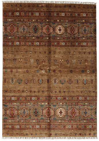 Håndknyttet. Opphav: Afghanistan Shabargan Teppe 175X250 Mørk Brun/Svart (Ull, Afghanistan)