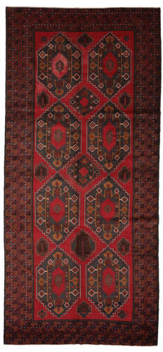 Håndknyttet. Opphav: Afghanistan 170X385 Beluch Teppe Ekte Orientalsk Håndknyttet Teppeløpere Svart/Mørk Rød (Ull, Afghanistan)