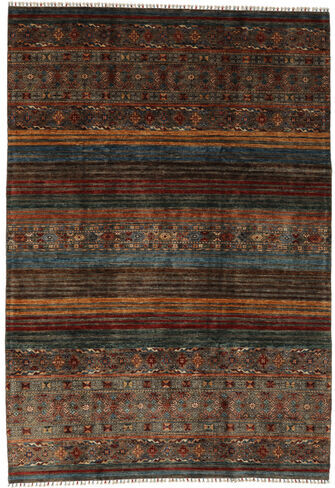 Håndknyttet. Opphav: Afghanistan Shabargan Teppe 202X304 Svart/Mørk Brun (Ull, Afghanistan)